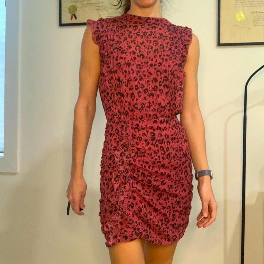 All Saints Hali Roar Pink Ruched dress